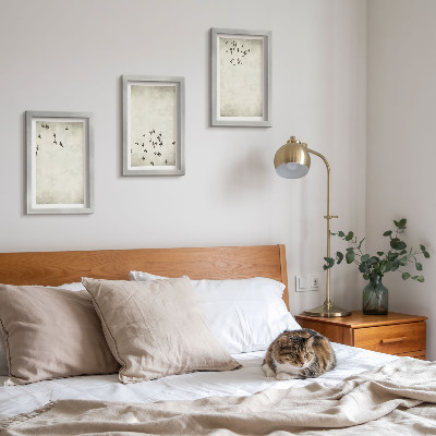 Įrėmintų paveikslų rinkinys Minimalistinis skraidančių paukščių paveikslas