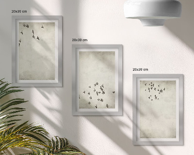 Įrėmintų paveikslų rinkinys Minimalistinis skraidančių paukščių paveikslas