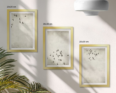 Įrėmintų paveikslų rinkinys Minimalistinis skraidančių paukščių paveikslas