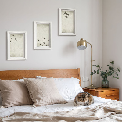 Įrėmintų paveikslų rinkinys Minimalistinis skraidančių paukščių paveikslas