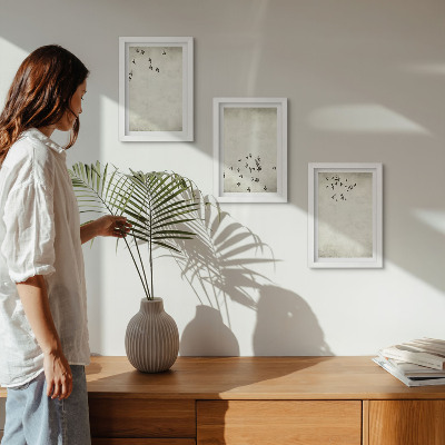 Įrėmintų paveikslų rinkinys Minimalistinis skraidančių paukščių paveikslas