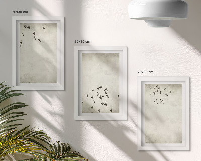 Įrėmintų paveikslų rinkinys Minimalistinis skraidančių paukščių paveikslas