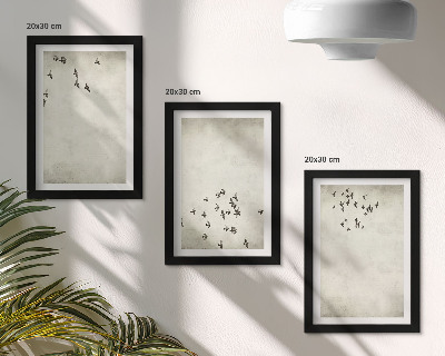 Įrėmintų paveikslų rinkinys Minimalistinis skraidančių paukščių paveikslas