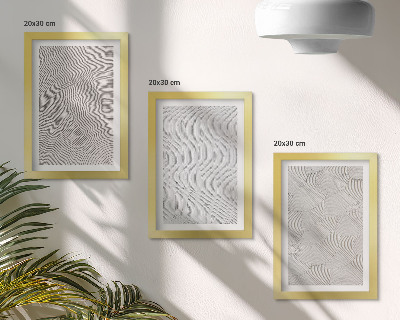 3 paveikslų rinkinys su rėmais Smėlio raštai, linijinės geometrinės struktūros