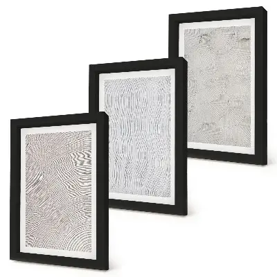 3 paveikslų rinkinys su rėmais smėlio spalvos linijinės geometrinės struktūros