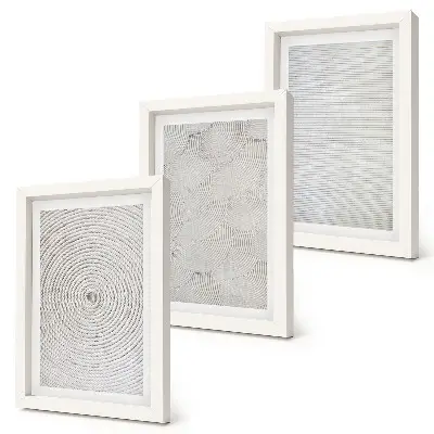 3 paveikslų rinkinys su rėmais modernūs geometriniai kartoniniai raštai