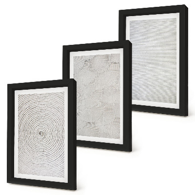 3 paveikslų rinkinys su rėmais Geometriniai kartono modernūs raštai