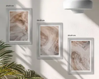 Įrėmintų paveikslų rinkinys su marmuro abstrakčiais raštais ir akmens tekstūromis