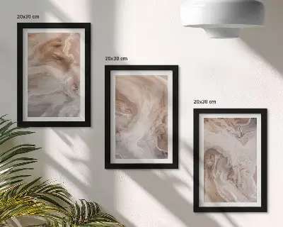 Įrėmintų paveikslų rinkinys su marmuro abstrakčiais raštais ir akmens tekstūromis