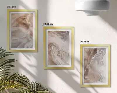Akmens tekstūros abstraktūs marmuro raštai 3 paveikslų rinkinys su rėmais