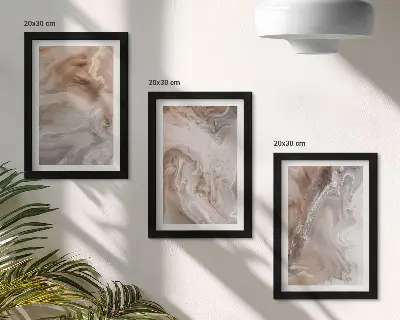 Akmens tekstūros abstraktūs marmuro raštai 3 paveikslų rinkinys su rėmais