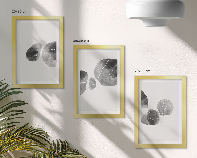 3 paveikslų rinkinys su rėmais Dažų dėmės abstraktus minimalistinis paveikslas
