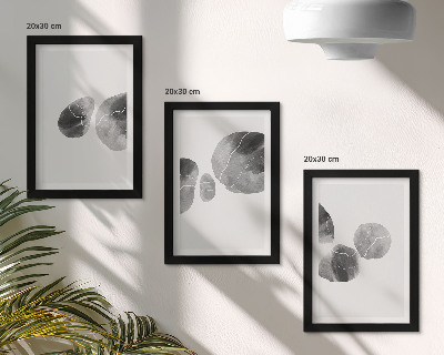 3 paveikslų rinkinys su rėmais Dažų dėmės abstraktus minimalistinis paveikslas