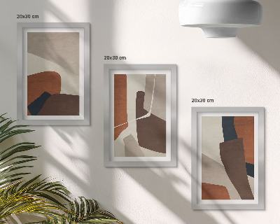 3 paveikslų rinkinys su rėmais Struktūrinių formų abstrakcija moderniu stiliumi