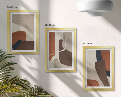 3 paveikslų rinkinys su rėmais Struktūrinių formų abstrakcija moderniu stiliumi