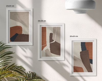 3 paveikslų rinkinys su rėmais Struktūrinių formų abstrakcija moderniu stiliumi