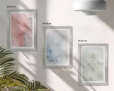 Įrėmintų paveikslų rinkinys pastelinės tekstūros ir spalvingos akvarelės ant drobės