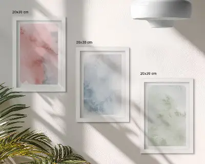 Įrėmintų paveikslų rinkinys pastelinės tekstūros ir spalvingos akvarelės ant drobės