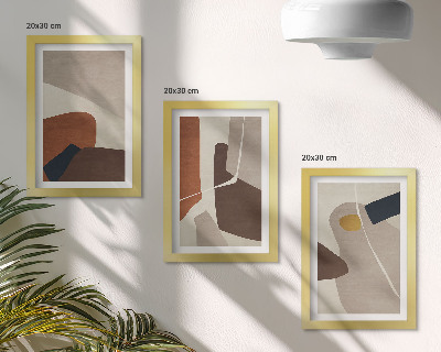 Įrėmintų paveikslų rinkinys Abstraktios boho tapybos formos moderniu stiliumi