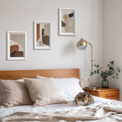 Įrėmintų paveikslų rinkinys Abstraktios boho tapybos formos moderniu stiliumi