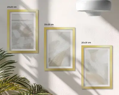 3 paveikslų rinkinys su rėmais abstrakčių teptuko potėpių motyvais ant drobės