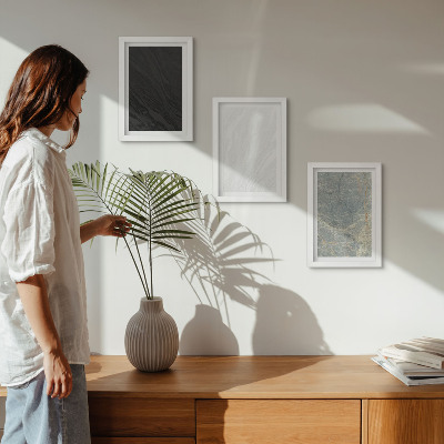3 paveikslų rinkinys su rėmais Įvairių spalvų elegantiškos akmens konstrukcijos