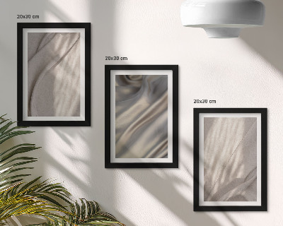 3 paveikslų rinkinys su rėmais Natūralių audinių struktūrų boho stiliumi stambus planas