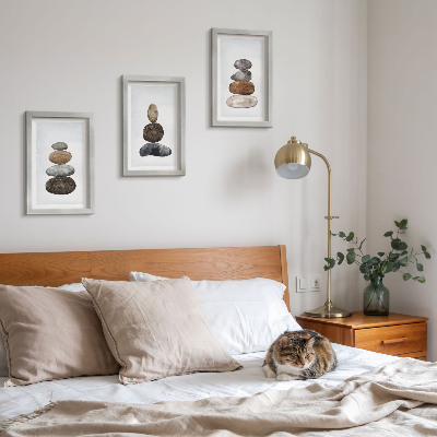 Įrėmintų paveikslų rinkinys Akmenų krūvos minimalistinis bohemiškas paveikslas