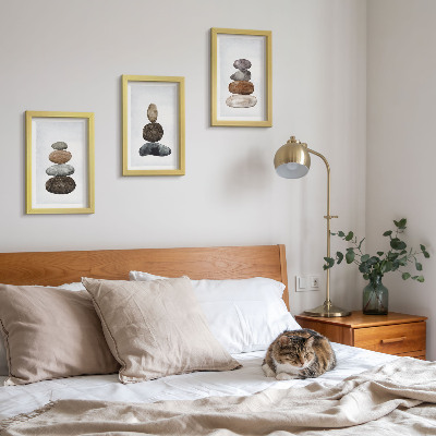 Įrėmintų paveikslų rinkinys Akmenų krūvos minimalistinis bohemiškas paveikslas