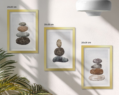 Įrėmintų paveikslų rinkinys Akmenų krūvos minimalistinis bohemiškas paveikslas