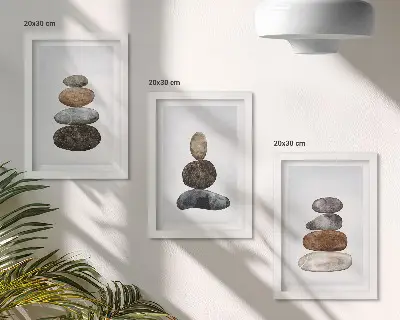 Įrėmintų paveikslų rinkinys minimalistinis bohemiškas akmenų krūvos paveikslas