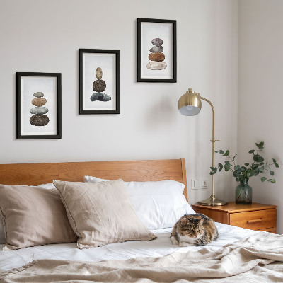 Įrėmintų paveikslų rinkinys Akmenų krūvos minimalistinis bohemiškas paveikslas