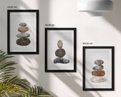Įrėmintų paveikslų rinkinys Akmenų krūvos minimalistinis bohemiškas paveikslas