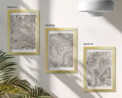 Šiuolaikinių formų abstraktus paveikslas 3 paveikslų rinkinys su rėmais