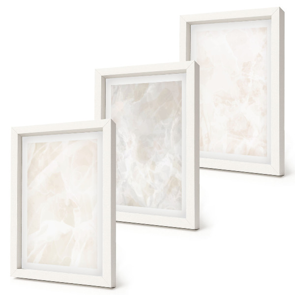 3 paveikslų rinkinys su rėmais Elegantiška marmuro akmens fono tekstūra