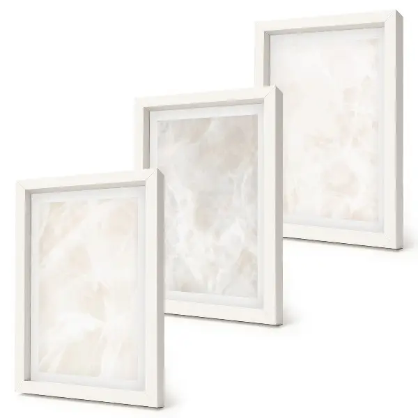 3 paveikslų rinkinys su rėmais elegantiška marmuro akmens tekstūra