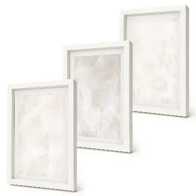 3 paveikslų rinkinys su rėmais elegantiška marmuro akmens tekstūra