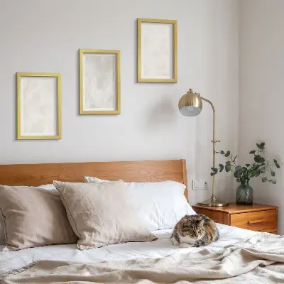 3 paveikslų rinkinys su rėmais elegantiška marmuro akmens tekstūra
