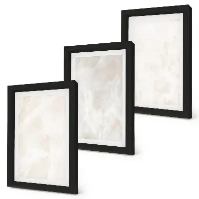 3 paveikslų rinkinys su rėmais elegantiška marmuro akmens tekstūra
