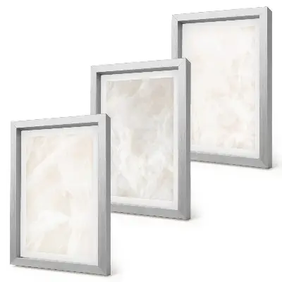 3 paveikslų rinkinys su rėmais elegantiška marmuro akmens tekstūra