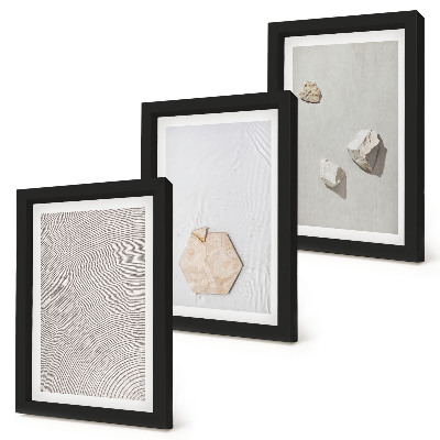 3 paveikslų rinkinys su rėmais Šviesios tekstūros ant smėlio, subtilus boho stilius