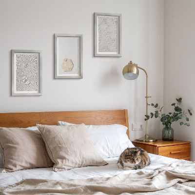 Įrėmintų paveikslų rinkinys Šviesios tekstūros ant smėlio, subtilus boho stilius