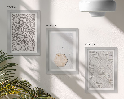 Įrėmintų paveikslų rinkinys Šviesios tekstūros ant smėlio, subtilus boho stilius