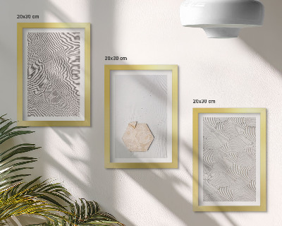 Įrėmintų paveikslų rinkinys Šviesios tekstūros ant smėlio, subtilus boho stilius