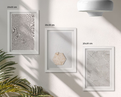Įrėmintų paveikslų rinkinys Šviesios tekstūros ant smėlio, subtilus boho stilius