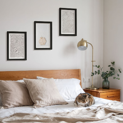 Įrėmintų paveikslų rinkinys Šviesios tekstūros ant smėlio, subtilus boho stilius