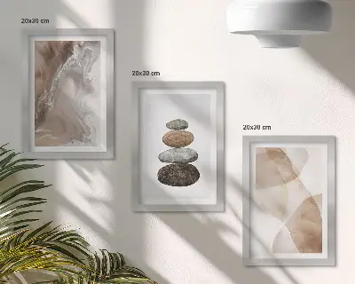 3 paveikslų rinkinys su rėmais abstrakčios formos pastelinėmis spalvomis