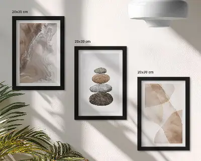 3 paveikslų rinkinys su rėmais abstrakčios formos pastelinėmis spalvomis