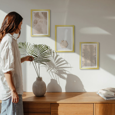 Įrėmintų paveikslų rinkinys Subtilios tekstūros natūraliame boho stiliuje