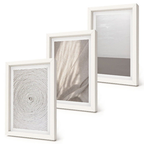 3 paveikslų rinkinys su rėmais Subtilios natūralios tekstūros boho stiliumi
